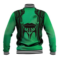 Personalised Moko Kauae New Zealand Baseball Jacket Maori Chin Tattoo Green LT14 - Polynesian Pride