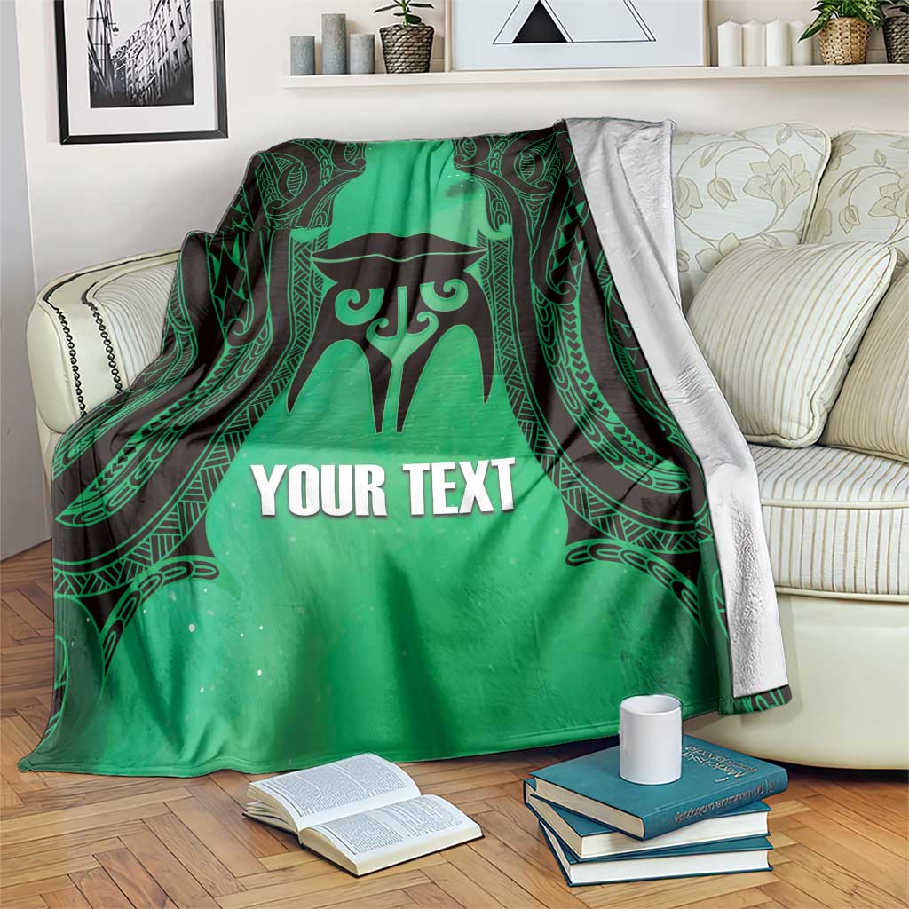 Personalised Moko Kauae New Zealand Blanket Maori Chin Tattoo Green - Polynesian Pride