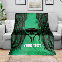 Personalised Moko Kauae New Zealand Blanket Maori Chin Tattoo Green - Polynesian Pride