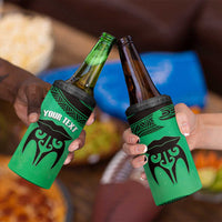 Personalised Moko Kauae New Zealand 4 in 1 Can Cooler Tumbler Maori Chin Tattoo Green LT14 - Polynesian Pride