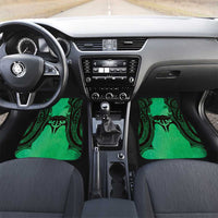 Personalised Moko Kauae New Zealand Car Mats Maori Chin Tattoo Green LT14 Set 2pcs - Front Green - Polynesian Pride