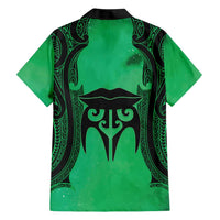 Personalised Moko Kauae New Zealand Family Matching Short Sleeve Bodycon Dress and Hawaiian Shirt Maori Chin Tattoo Green LT14 - Polynesian Pride