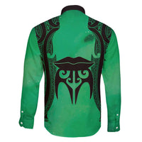 Personalised Moko Kauae New Zealand Family Matching Tank Maxi Dress and Hawaiian Shirt Maori Chin Tattoo Green LT14 - Polynesian Pride