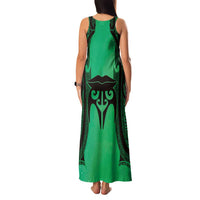 Personalised Moko Kauae New Zealand Family Matching Tank Maxi Dress and Hawaiian Shirt Maori Chin Tattoo Green LT14 - Polynesian Pride