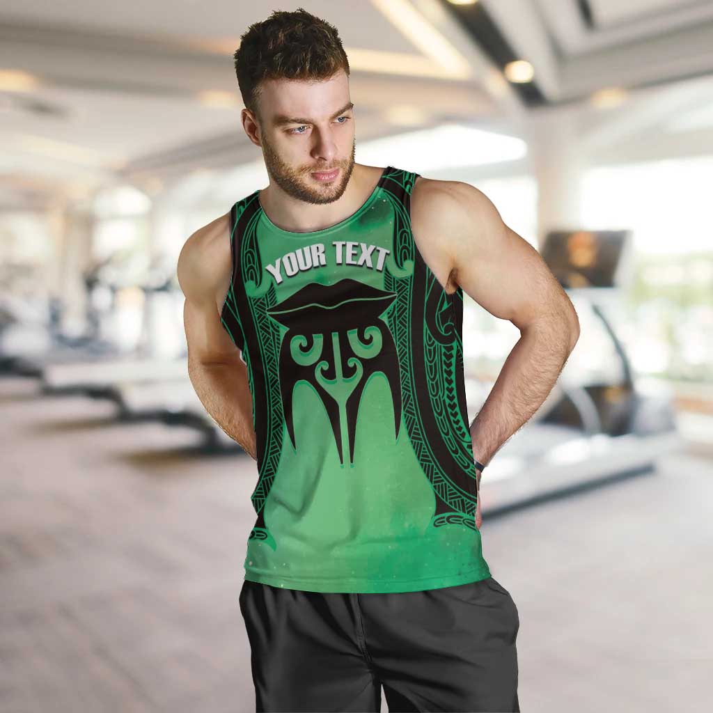 Personalised Moko Kauae New Zealand Men Tank Top Maori Chin Tattoo Green LT14 Green - Polynesian Pride