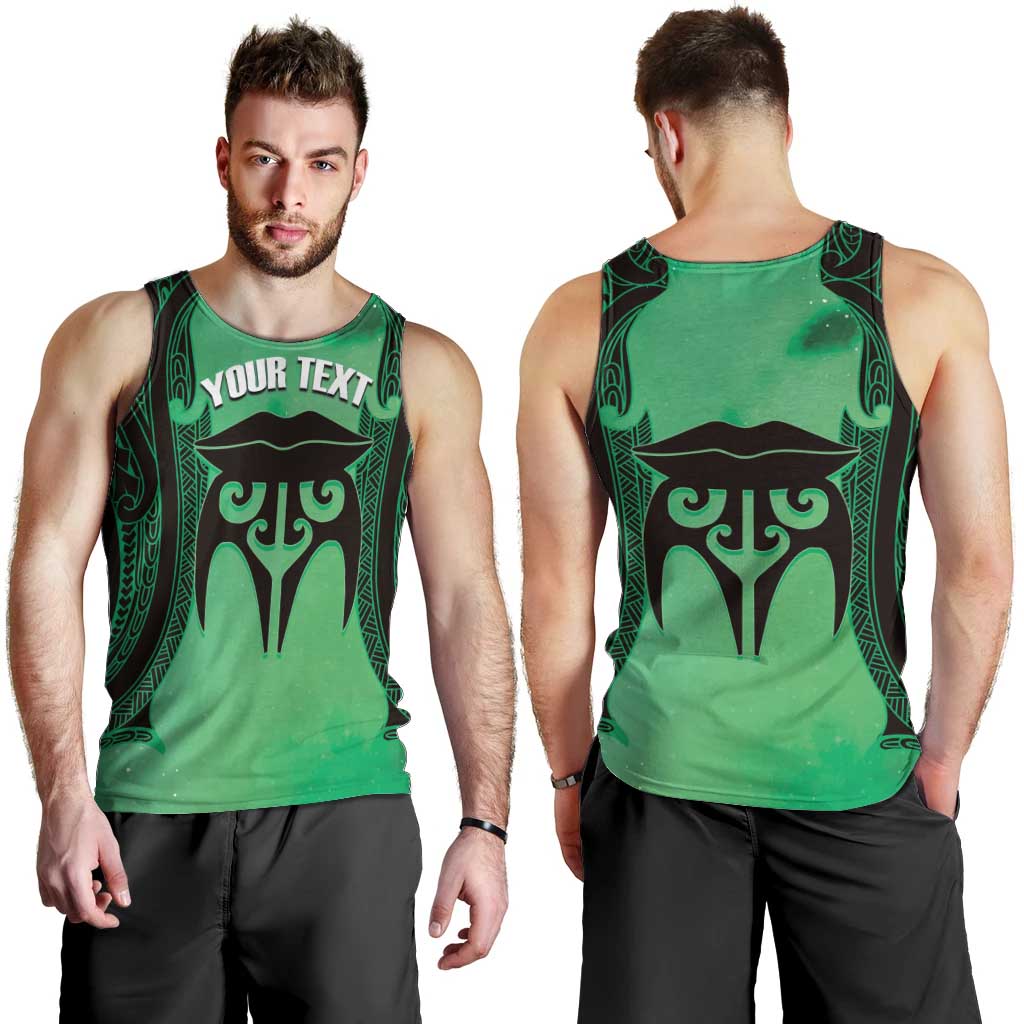 Personalised Moko Kauae New Zealand Men Tank Top Maori Chin Tattoo Green LT14 - Polynesian Pride