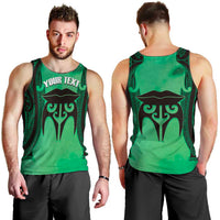 Personalised Moko Kauae New Zealand Men Tank Top Maori Chin Tattoo Green LT14 - Polynesian Pride