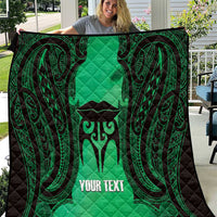 Personalised Moko Kauae New Zealand Quilt Maori Chin Tattoo Green LT14 Green - Polynesian Pride