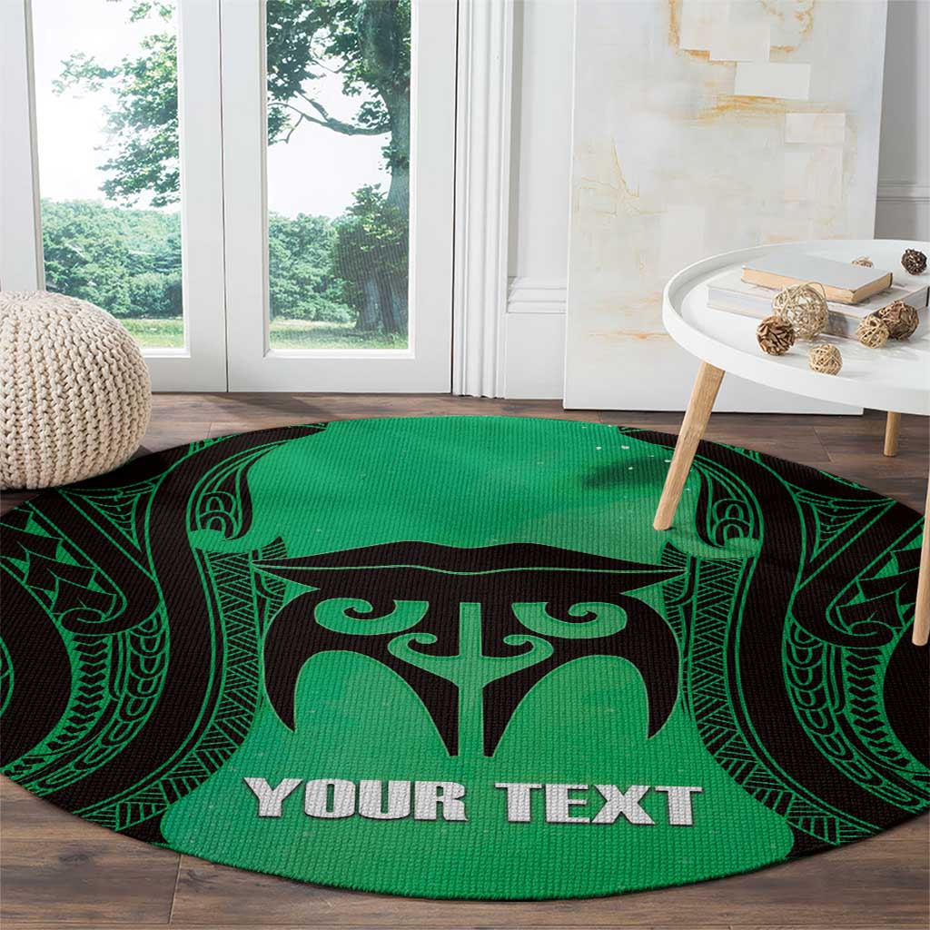 Personalised Moko Kauae New Zealand Round Carpet Maori Chin Tattoo Green - Polynesian Pride