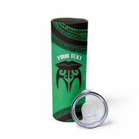Personalised Moko Kauae New Zealand Skinny Tumbler Maori Chin Tattoo Green LT14 - Polynesian Pride
