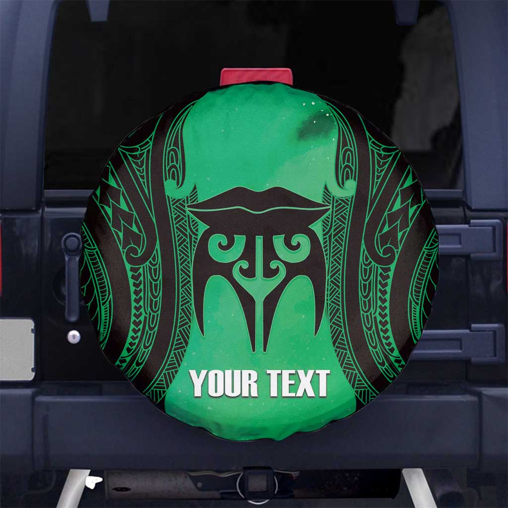 Personalised Moko Kauae New Zealand Spare Tire Cover Maori Chin Tattoo Green - Polynesian Pride