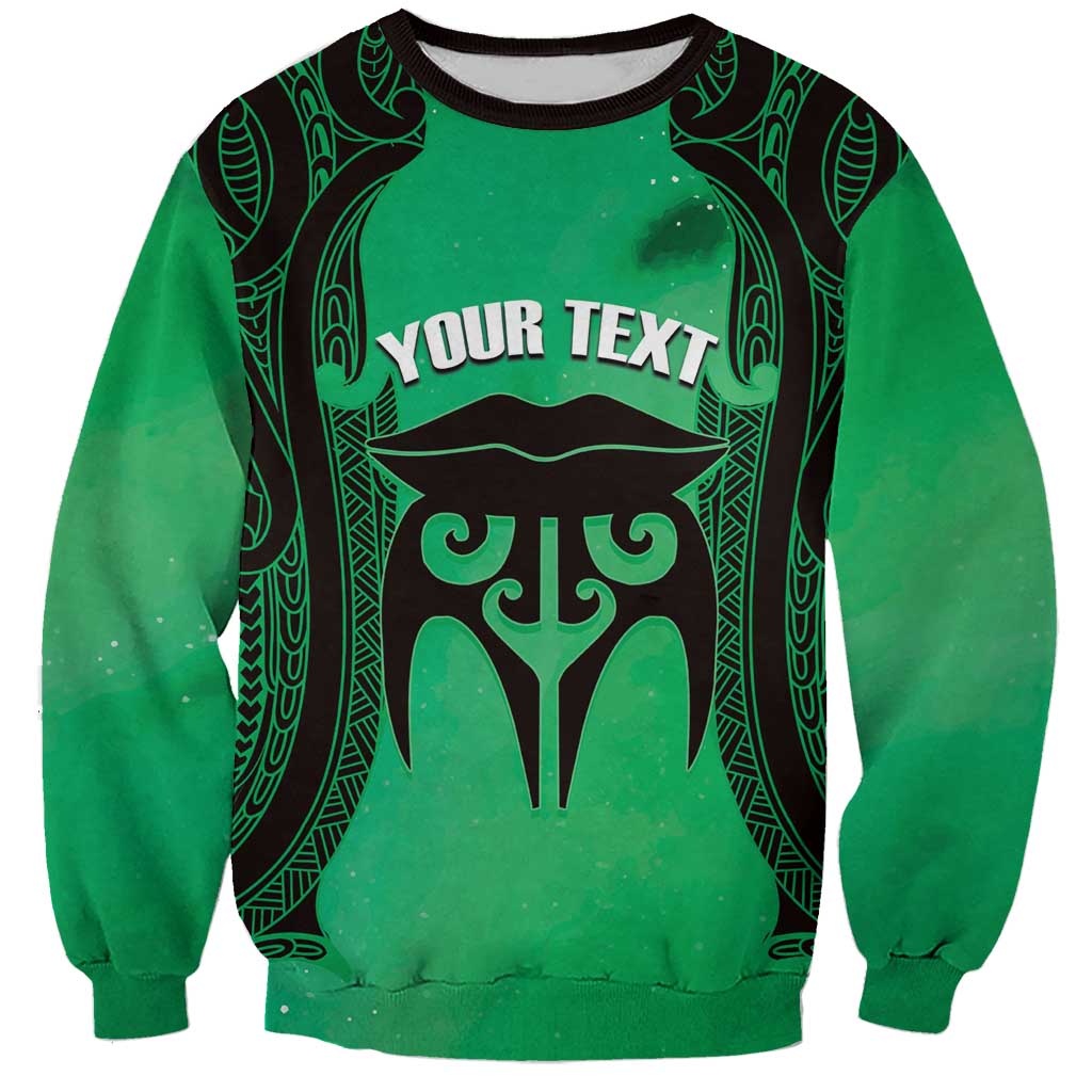 Personalised Moko Kauae New Zealand Sweatshirt Maori Chin Tattoo Green LT14 Unisex Green - Polynesian Pride