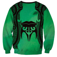 Personalised Moko Kauae New Zealand Sweatshirt Maori Chin Tattoo Green LT14 - Polynesian Pride