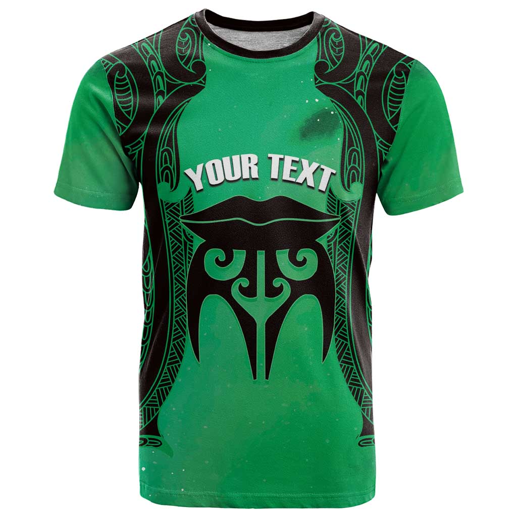 Personalised Moko Kauae New Zealand T Shirt Maori Chin Tattoo Green LT14 Green - Polynesian Pride