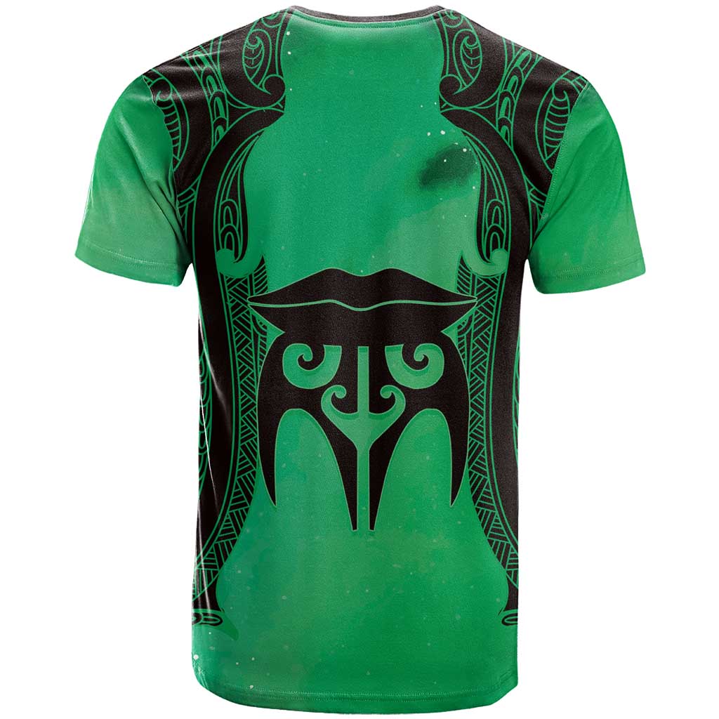 Personalised Moko Kauae New Zealand T Shirt Maori Chin Tattoo Green LT14 - Polynesian Pride