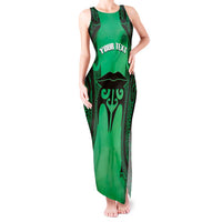 Personalised Moko Kauae New Zealand Tank Maxi Dress Maori Chin Tattoo Green - Polynesian Pride
