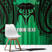Personalised Moko Kauae New Zealand Window Curtain Maori Chin Tattoo Green LT14 - Polynesian Pride