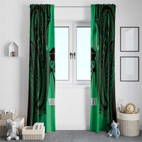Personalised Moko Kauae New Zealand Window Curtain Maori Chin Tattoo Green LT14 - Polynesian Pride