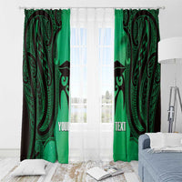 Personalised Moko Kauae New Zealand Window Curtain Maori Chin Tattoo Green LT14 - Polynesian Pride