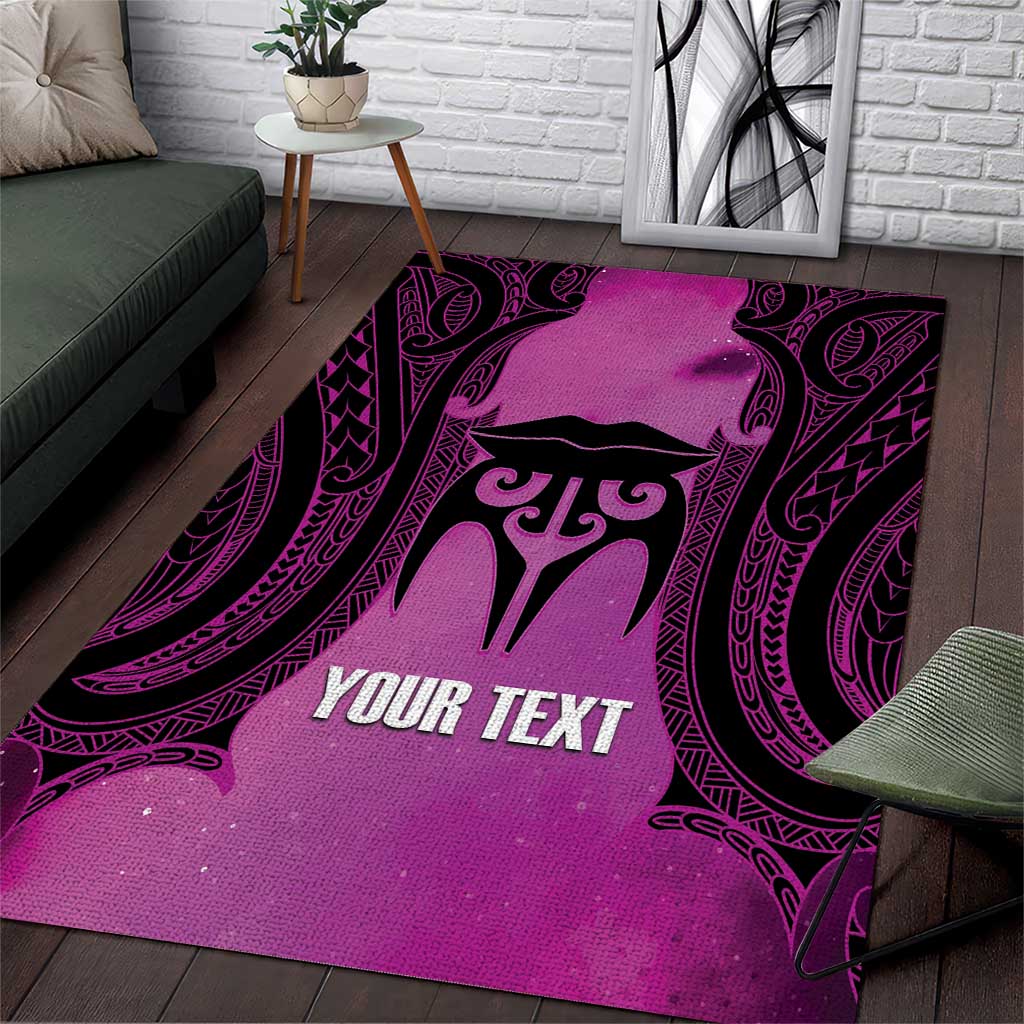 Personalised Moko Kauae New Zealand Area Rug Maori Chin Tattoo Pink LT14 Pink - Polynesian Pride