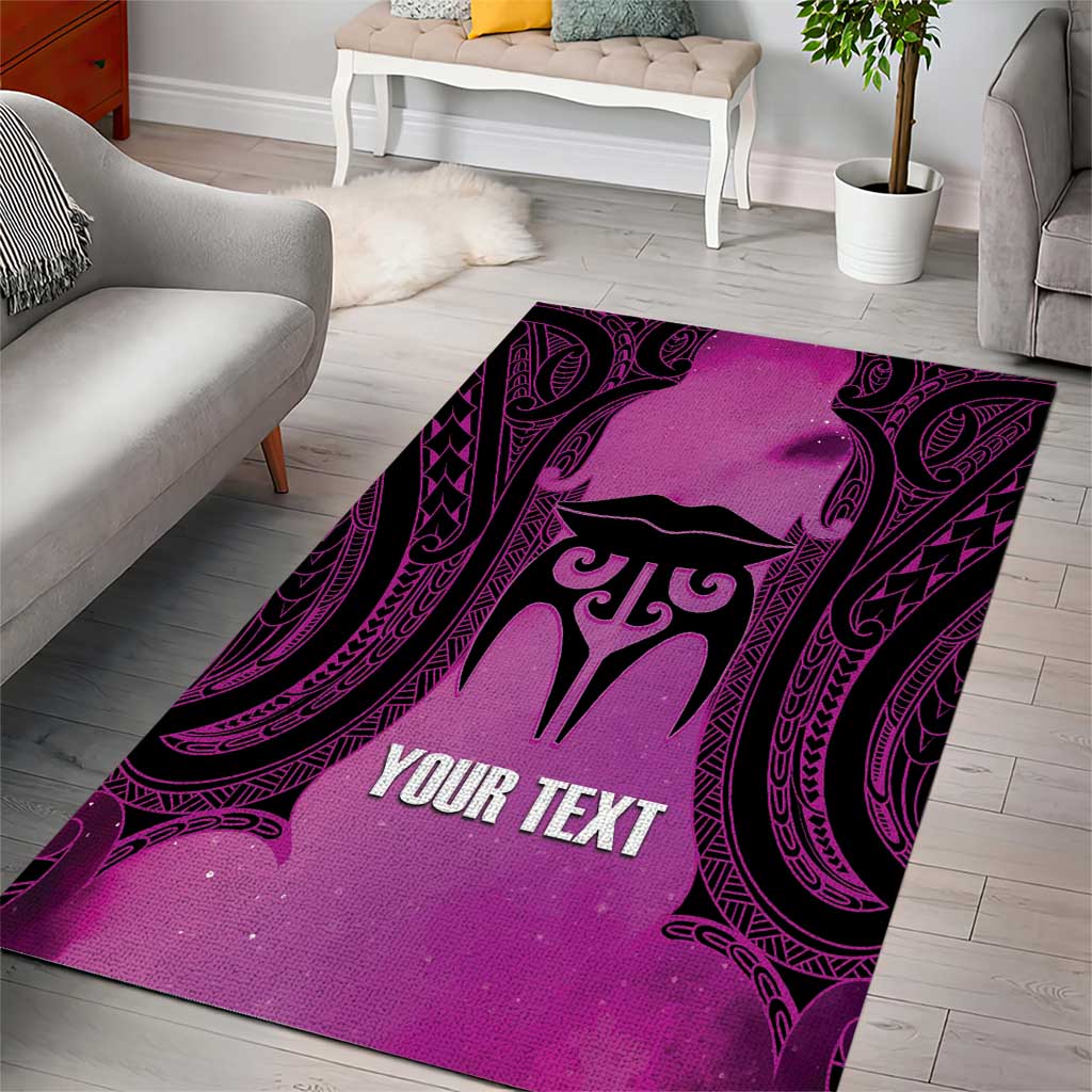 Personalised Moko Kauae New Zealand Area Rug Maori Chin Tattoo Pink LT14 - Polynesian Pride