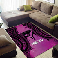 Personalised Moko Kauae New Zealand Area Rug Maori Chin Tattoo Pink LT14 - Polynesian Pride