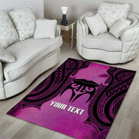 Personalised Moko Kauae New Zealand Area Rug Maori Chin Tattoo Pink LT14 - Polynesian Pride