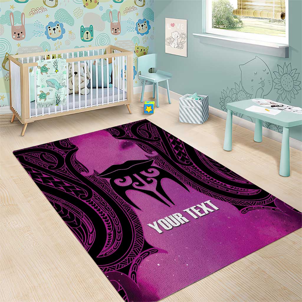 Personalised Moko Kauae New Zealand Area Rug Maori Chin Tattoo Pink LT14 - Polynesian Pride