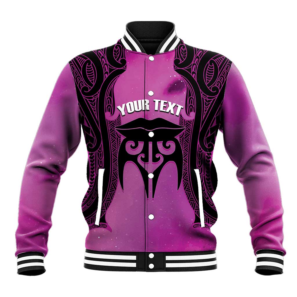 Personalised Moko Kauae New Zealand Baseball Jacket Maori Chin Tattoo Pink LT14 Unisex Pink - Polynesian Pride