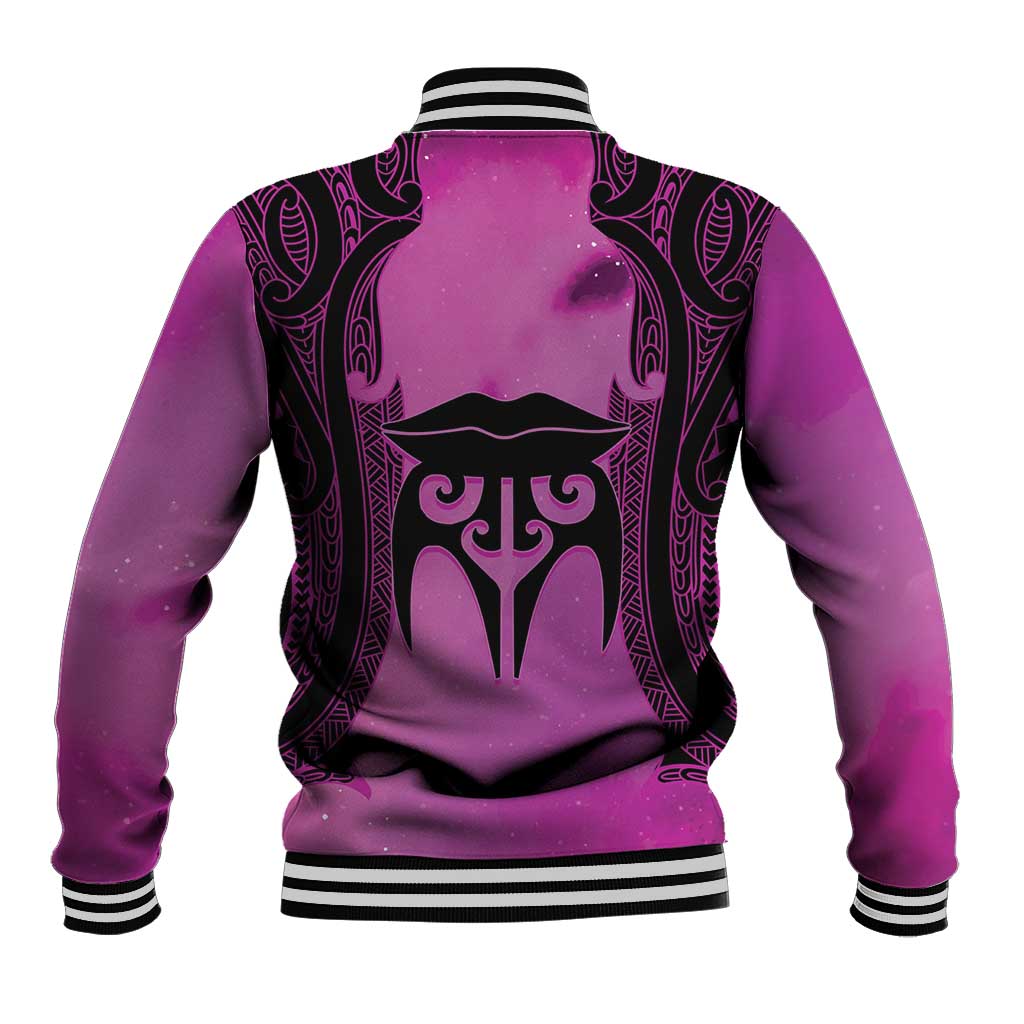 Personalised Moko Kauae New Zealand Baseball Jacket Maori Chin Tattoo Pink LT14 - Polynesian Pride