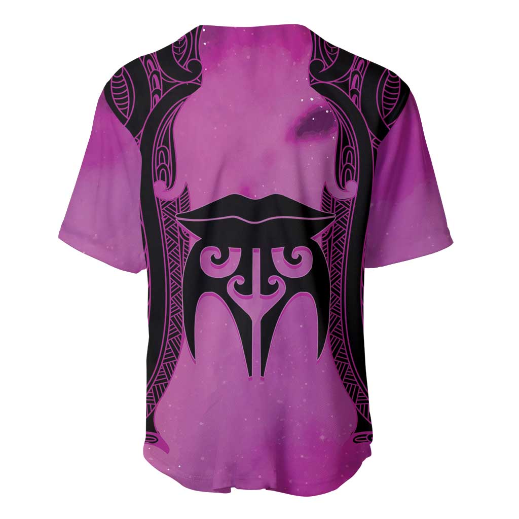 Personalised Moko Kauae New Zealand Baseball Jersey Maori Chin Tattoo Pink LT14 - Polynesian Pride