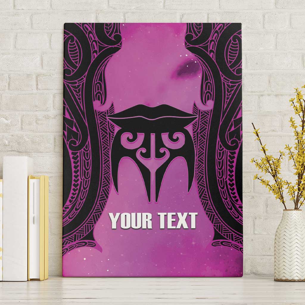 Personalised Moko Kauae New Zealand Canvas Wall Art Maori Chin Tattoo Pink - Polynesian Pride