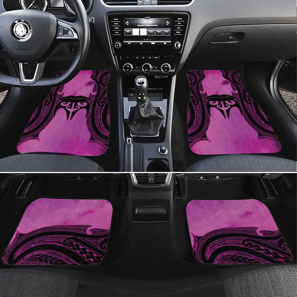 Personalised Moko Kauae New Zealand Car Mats Maori Chin Tattoo Pink LT14 Set 4pcs Pink - Polynesian Pride