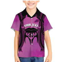 Personalised Moko Kauae New Zealand Family Matching Mermaid Dress and Hawaiian Shirt Maori Chin Tattoo Pink LT14 Son's Shirt Pink - Polynesian Pride
