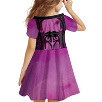 Personalised Moko Kauae New Zealand Family Matching Off The Shoulder Long Sleeve Dress and Hawaiian Shirt Maori Chin Tattoo Pink - Polynesian Pride