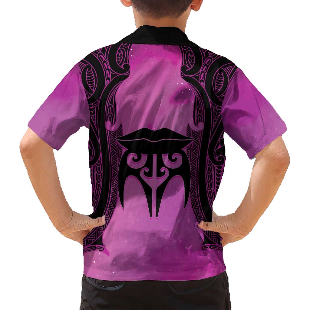 Personalised Moko Kauae New Zealand Family Matching Summer Maxi Dress and Hawaiian Shirt Maori Chin Tattoo Pink LT14 - Polynesian Pride