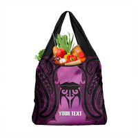 Personalised Moko Kauae New Zealand Grocery Bag Maori Chin Tattoo Pink LT14 1-pack One Size Pink - Polynesian Pride