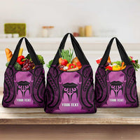 Personalised Moko Kauae New Zealand Grocery Bag Maori Chin Tattoo Pink LT14 3-pack One Size Pink - Polynesian Pride