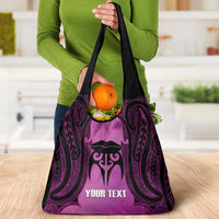 Personalised Moko Kauae New Zealand Grocery Bag Maori Chin Tattoo Pink LT14 - Polynesian Pride
