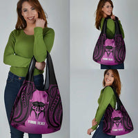Personalised Moko Kauae New Zealand Grocery Bag Maori Chin Tattoo Pink LT14 - Polynesian Pride