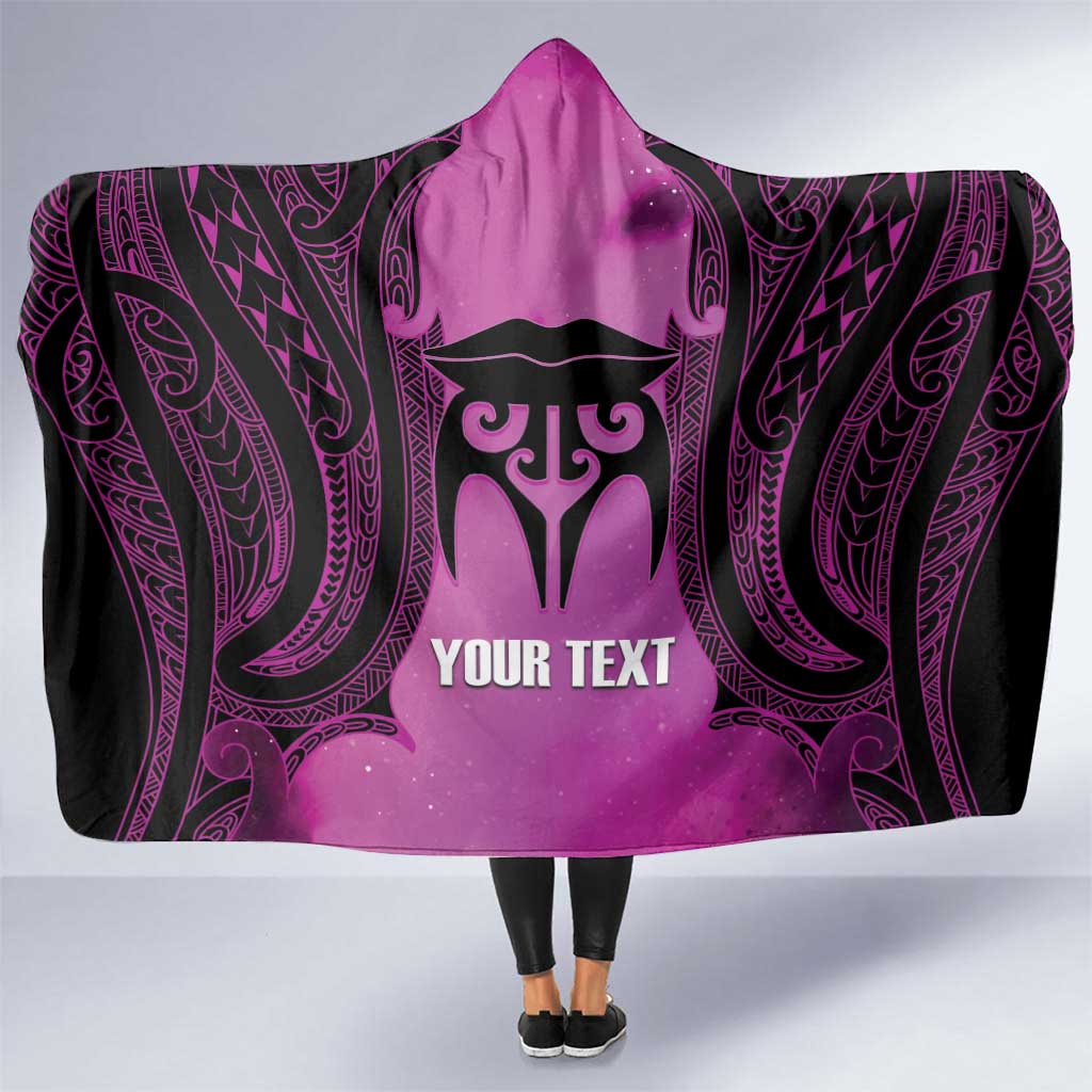 Personalised Moko Kauae New Zealand Hooded Blanket Maori Chin Tattoo Pink - Polynesian Pride