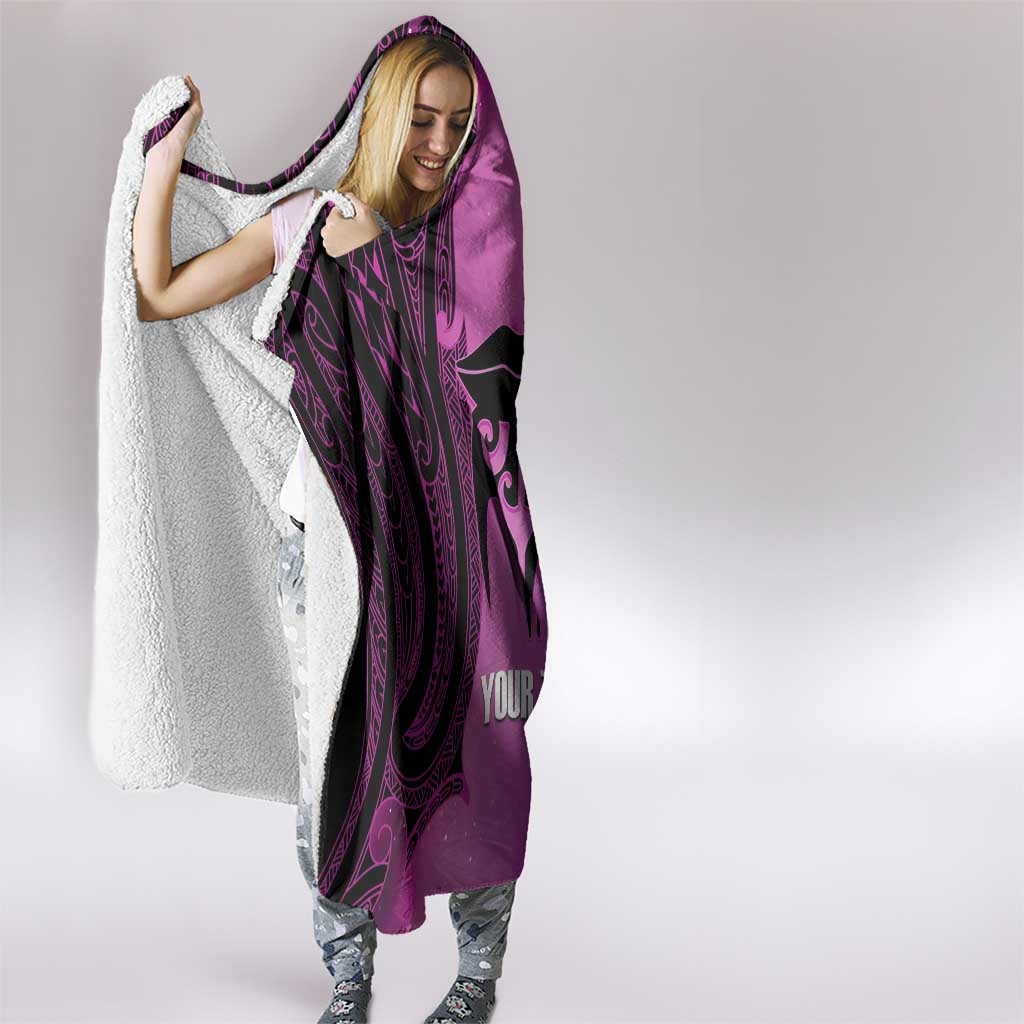 Personalised Moko Kauae New Zealand Hooded Blanket Maori Chin Tattoo Pink - Polynesian Pride