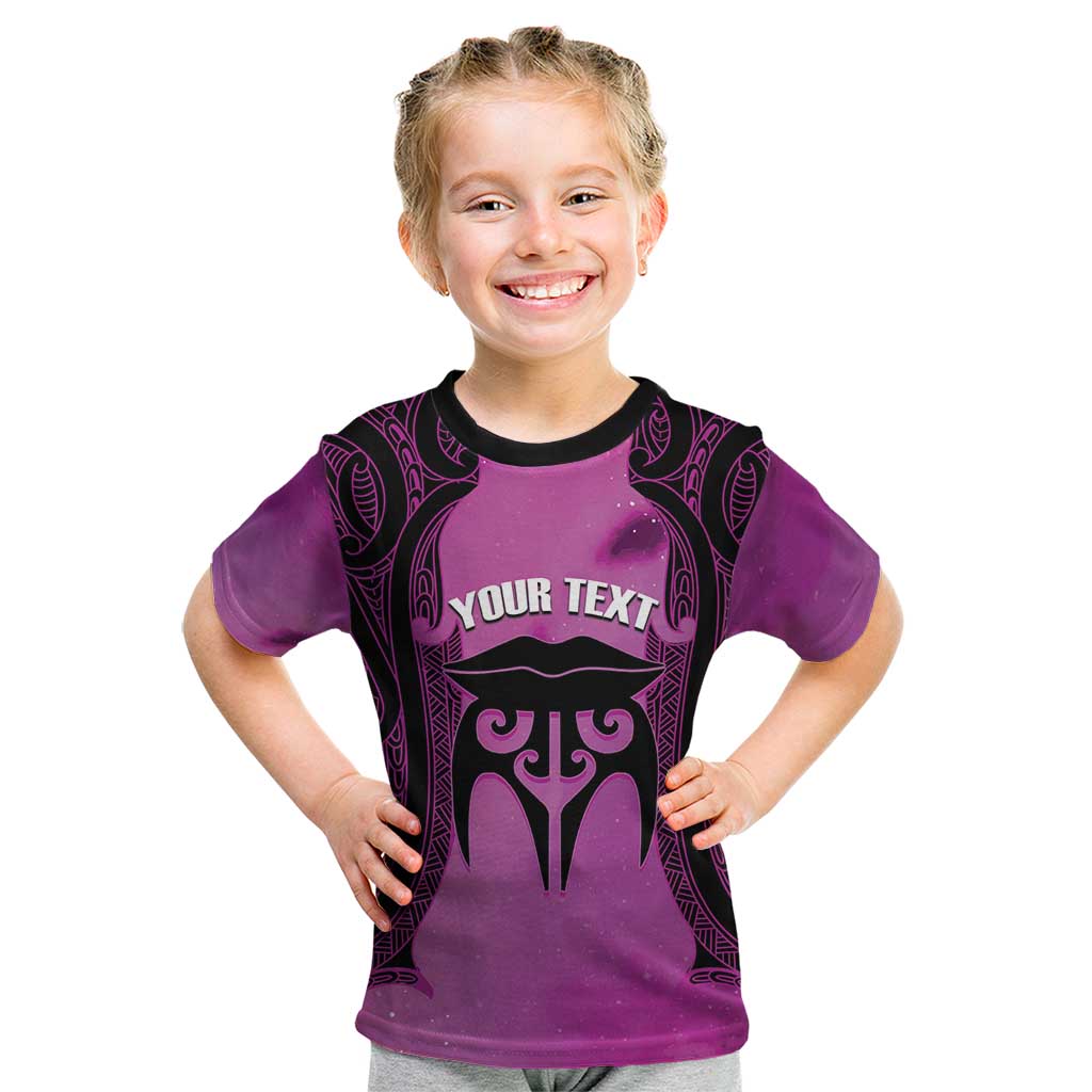 Personalised Moko Kauae New Zealand Kid T Shirt Maori Chin Tattoo Pink LT14 Pink - Polynesian Pride