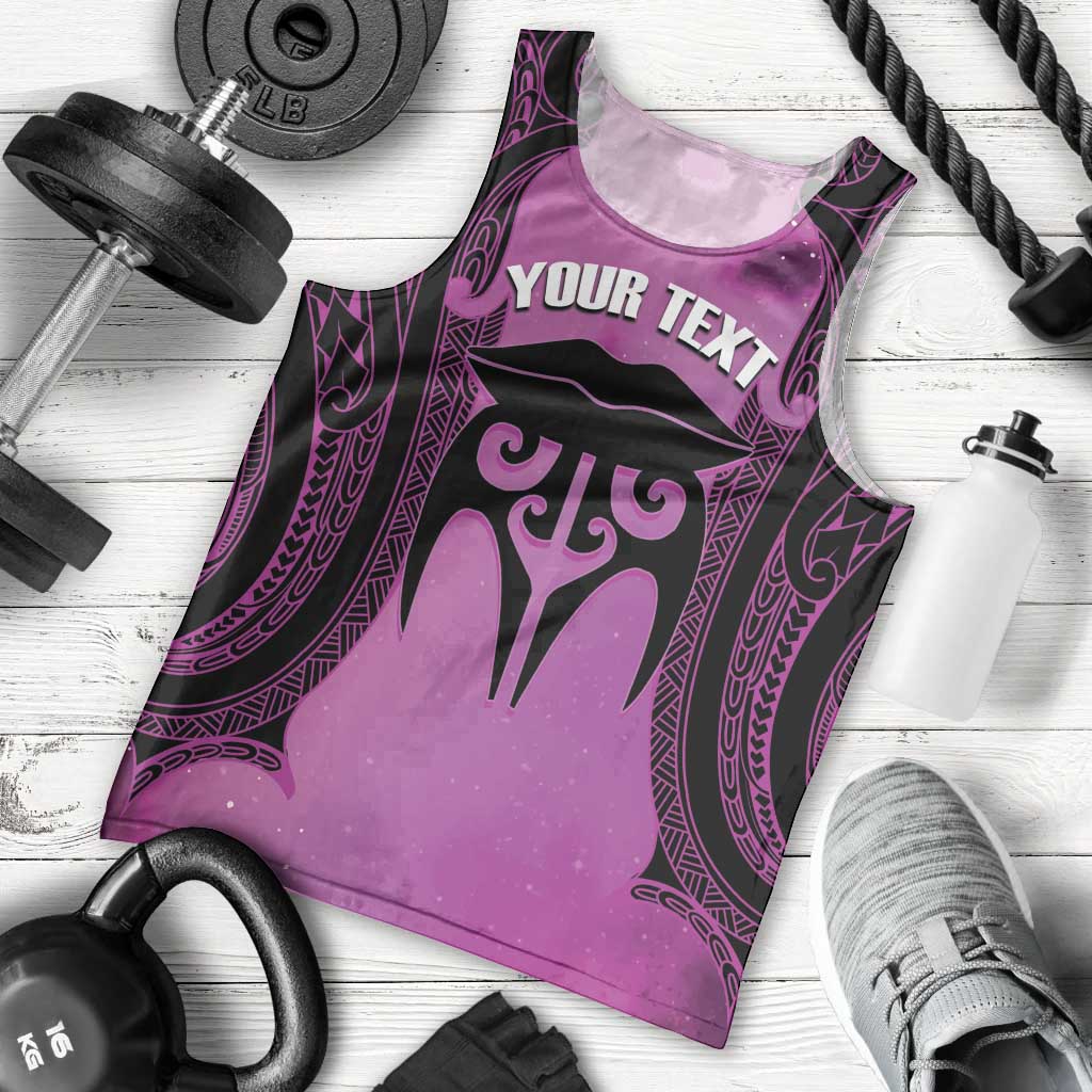 Personalised Moko Kauae New Zealand Men Tank Top Maori Chin Tattoo Pink LT14 - Polynesian Pride