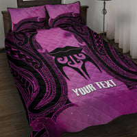 Personalised Moko Kauae New Zealand Quilt Bed Set Maori Chin Tattoo Pink - Polynesian Pride