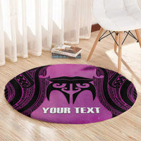 Personalised Moko Kauae New Zealand Round Carpet Maori Chin Tattoo Pink - Polynesian Pride