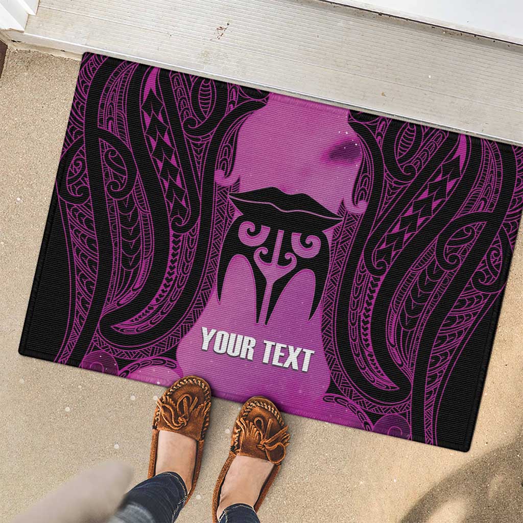 Personalised Moko Kauae New Zealand Rubber Doormat Maori Chin Tattoo Pink LT14 - Polynesian Pride