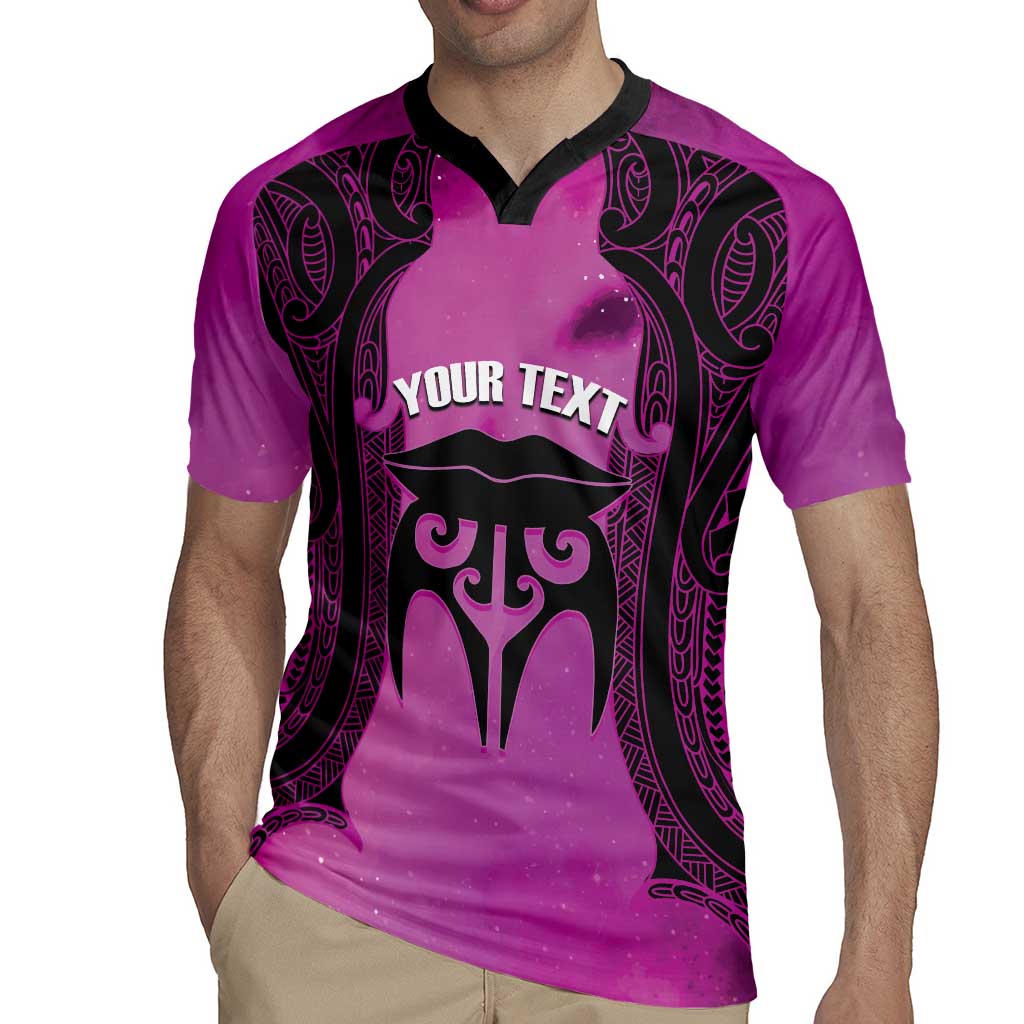 Personalised Moko Kauae New Zealand Rugby Jersey Maori Chin Tattoo Pink - Polynesian Pride