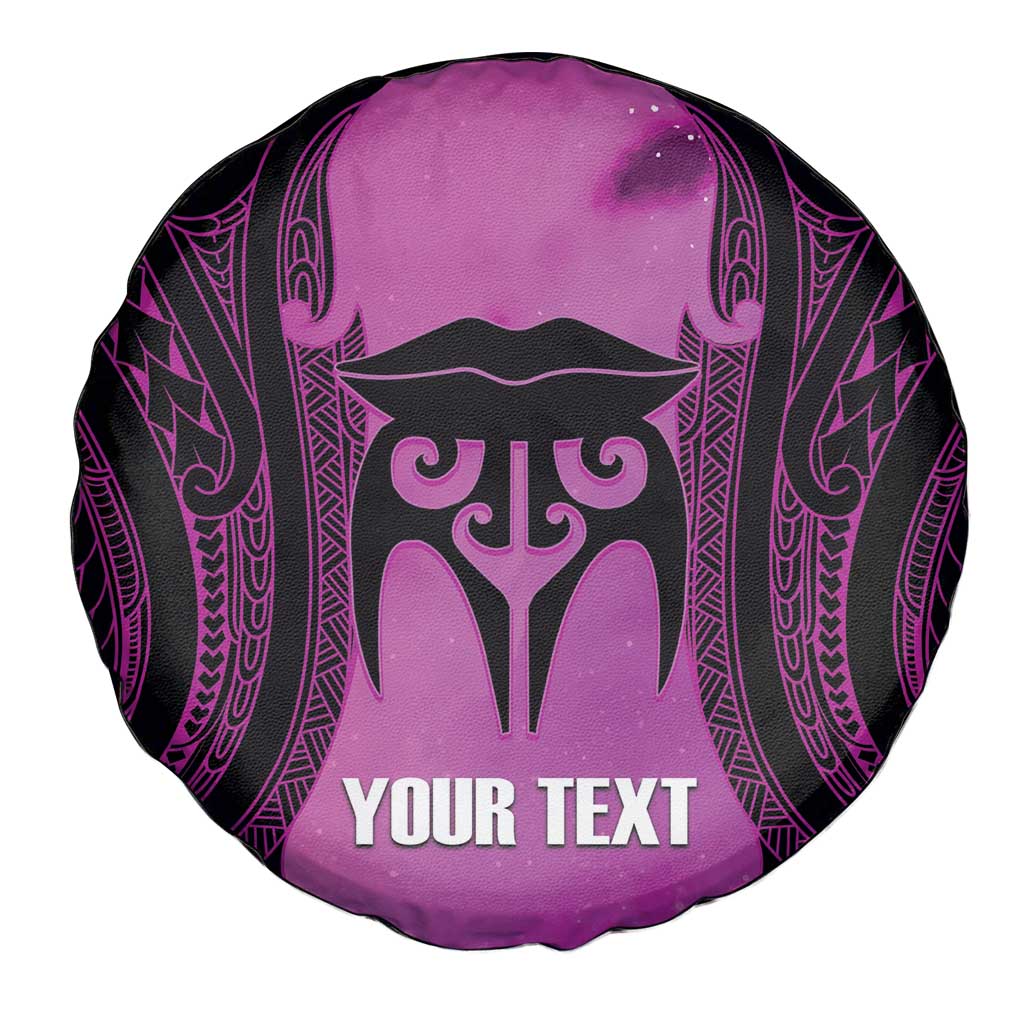 Personalised Moko Kauae New Zealand Spare Tire Cover Maori Chin Tattoo Pink - Polynesian Pride
