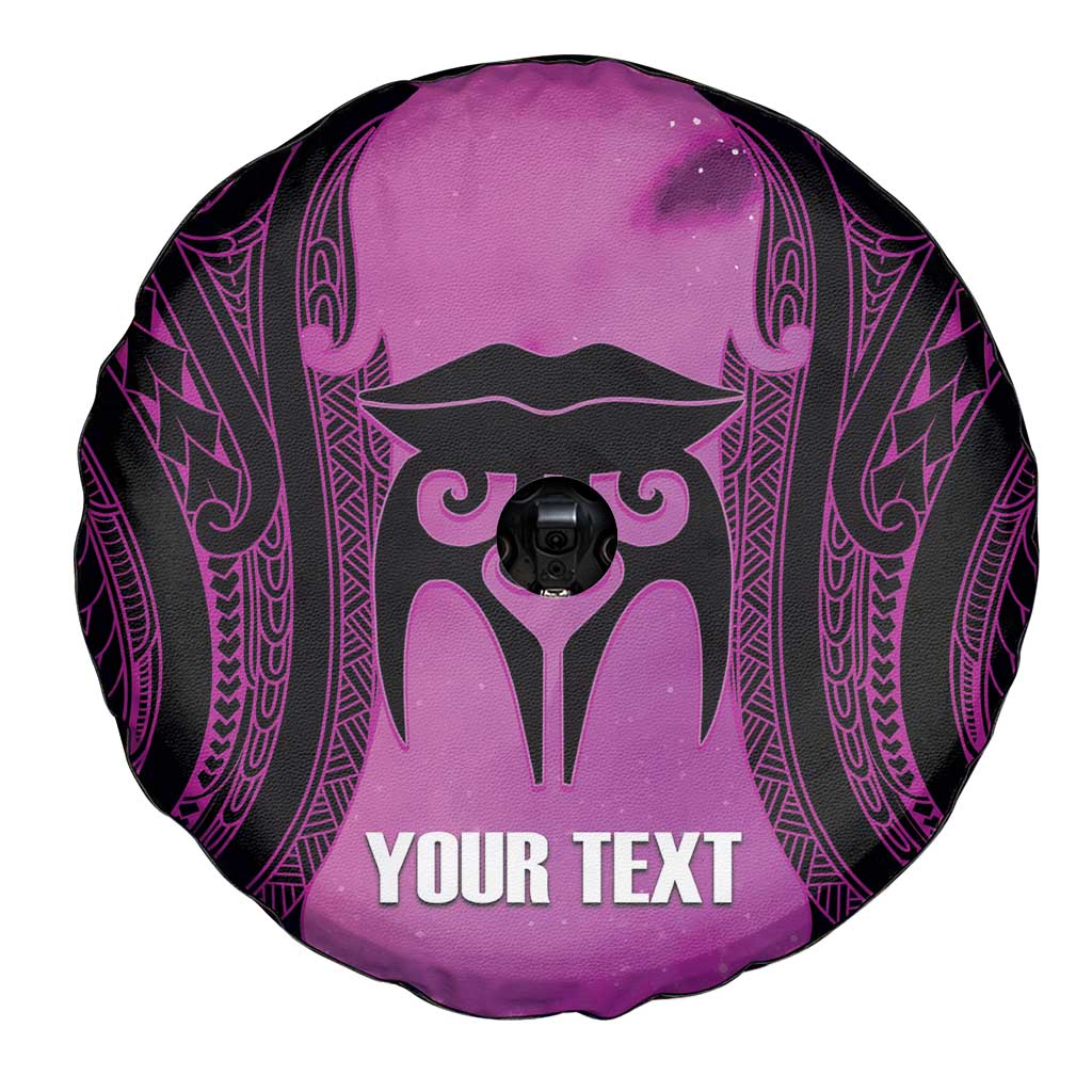 Personalised Moko Kauae New Zealand Spare Tire Cover Maori Chin Tattoo Pink - Polynesian Pride